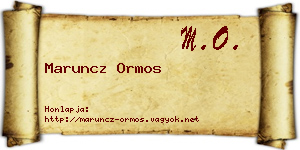 Maruncz Ormos névjegykártya